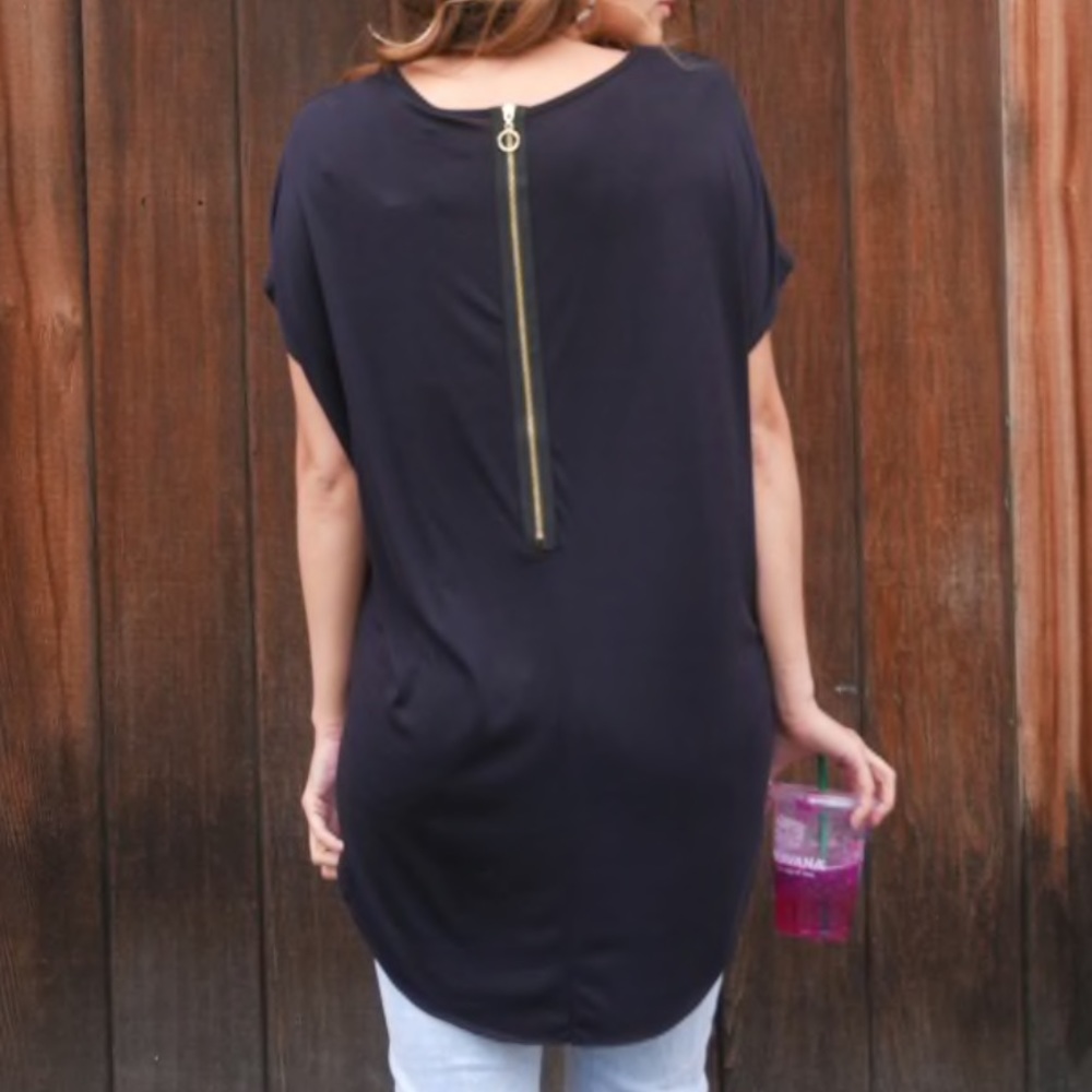 NEW Black Modal Zip Up Back Tunic SEXY COMFY Large